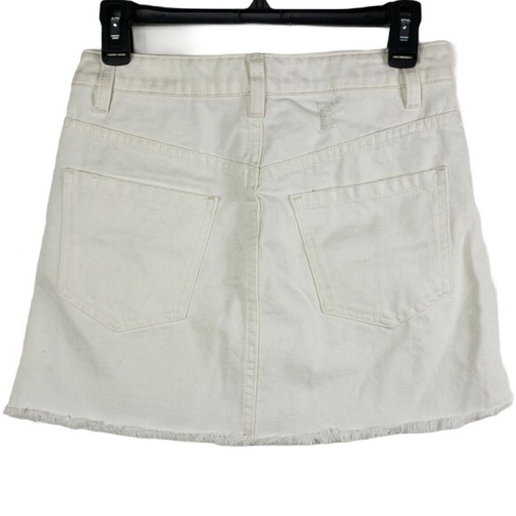 Free People Skirt Size 25 White Jeans Denim "Mini Zip It up" - Picture 2 of 5